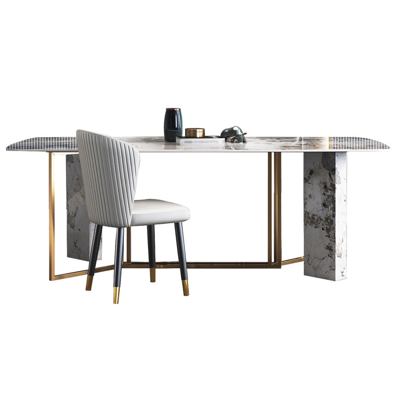 Metal Traditional Luxury Rectangle Indoor Table Sintered Stone Table for Dining Room