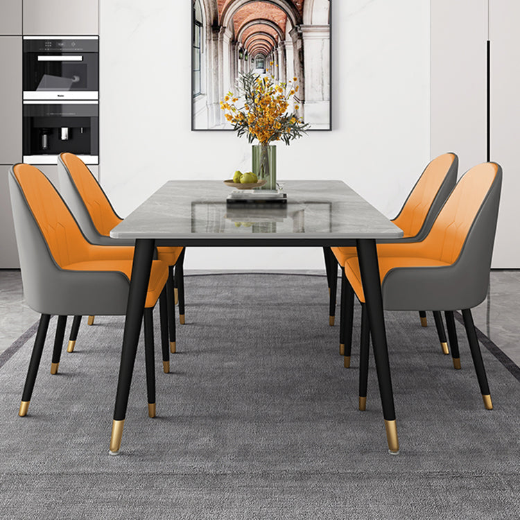 Contemporary Style Stone Dining Table Rectangle 4 Legs Table for Dining Room