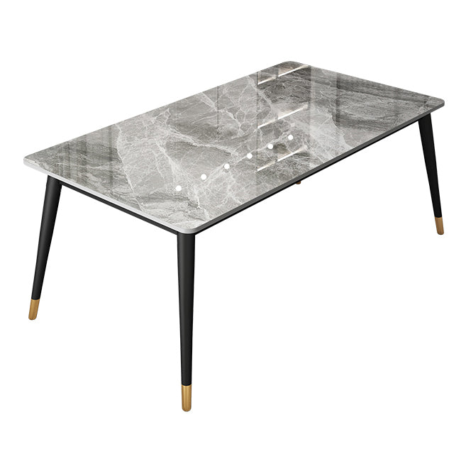 Contemporary Style Stone Dining Table Rectangle 4 Legs Table for Dining Room