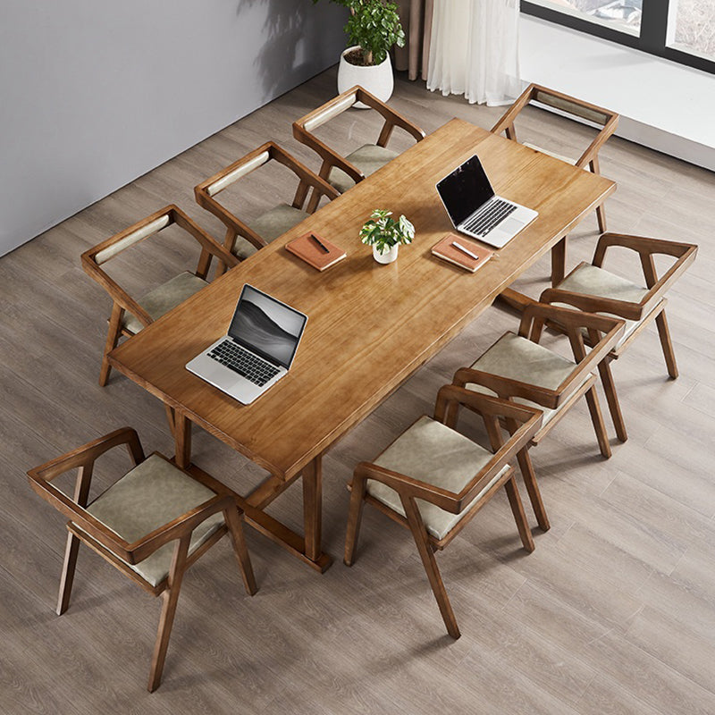 Mesa de comedor blanca de madera maciza rectángulo Simplicidad Mesa base de caballete para comedor