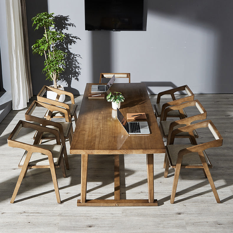 Mesa de comedor blanca de madera maciza rectángulo Simplicidad Mesa base de caballete para comedor