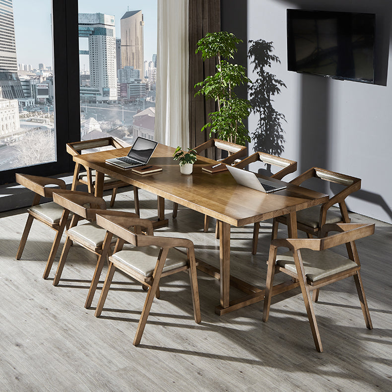 Mesa de comedor blanca de madera maciza rectángulo Simplicidad Mesa base de caballete para comedor
