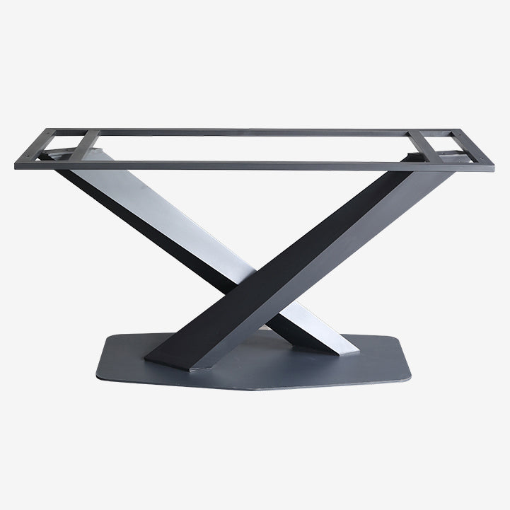 Mesa de comedor de cocina de forma rectangular contemporánea Mesa de comedor de piedra sinterizada con base de pedestal