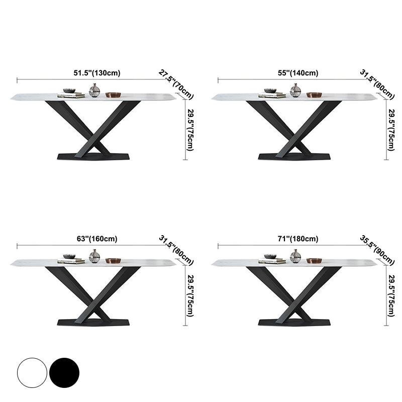 Mesa de comedor de cocina de forma rectangular contemporánea Mesa de comedor de piedra sinterizada con base de pedestal