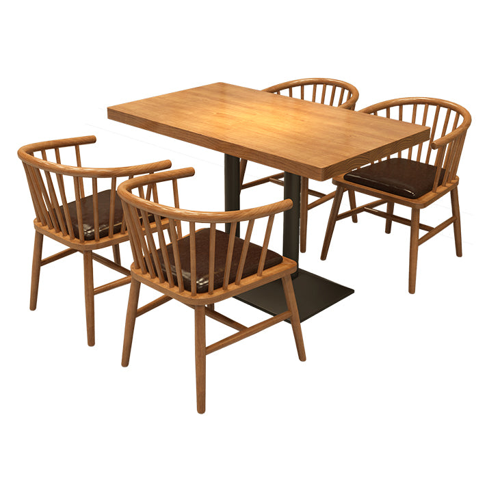 Industrial Style Home Solid Wood Dining Table Rectangular Shape Table with Single Pedestal Base