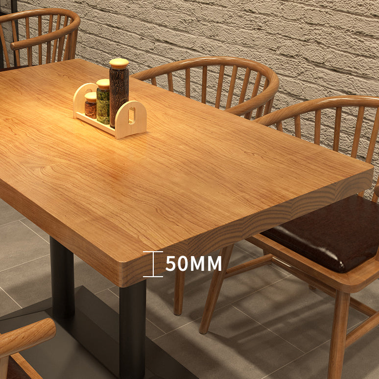 Industrial Style Home Solid Wood Dining Table Rectangular Shape Table with Single Pedestal Base