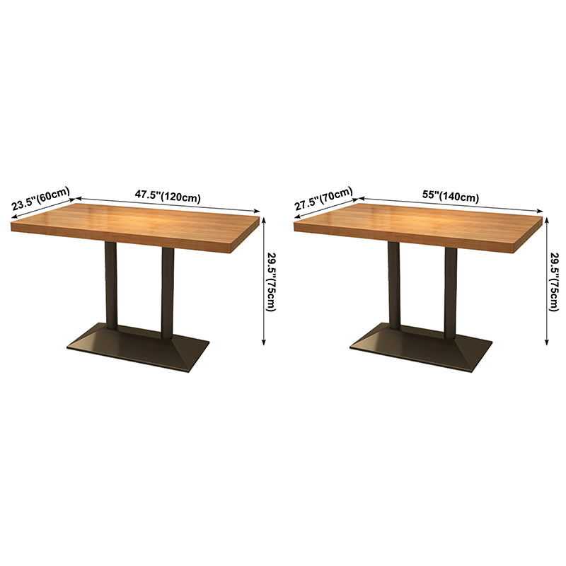 Industrial Style Home Solid Wood Dining Table Rectangular Shape Table with Single Pedestal Base