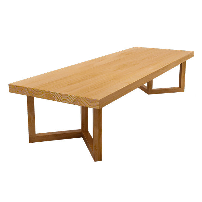 Tavolo da pranzo in legno rettangolare tavolo in legno solido moderno con doppio piedistallo