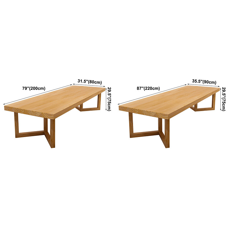 Tavolo da pranzo in legno rettangolare tavolo in legno solido moderno con doppio piedistallo