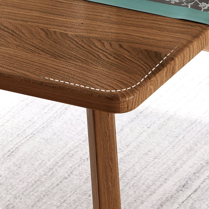 Mesa de comedor moderna con forma rectangular, mesa fija de color madera con madera