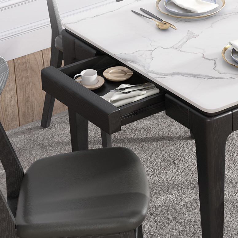 Modern Style Home Sintered Stone Dining Table Rectangle Shape Table with Ash Wood Base