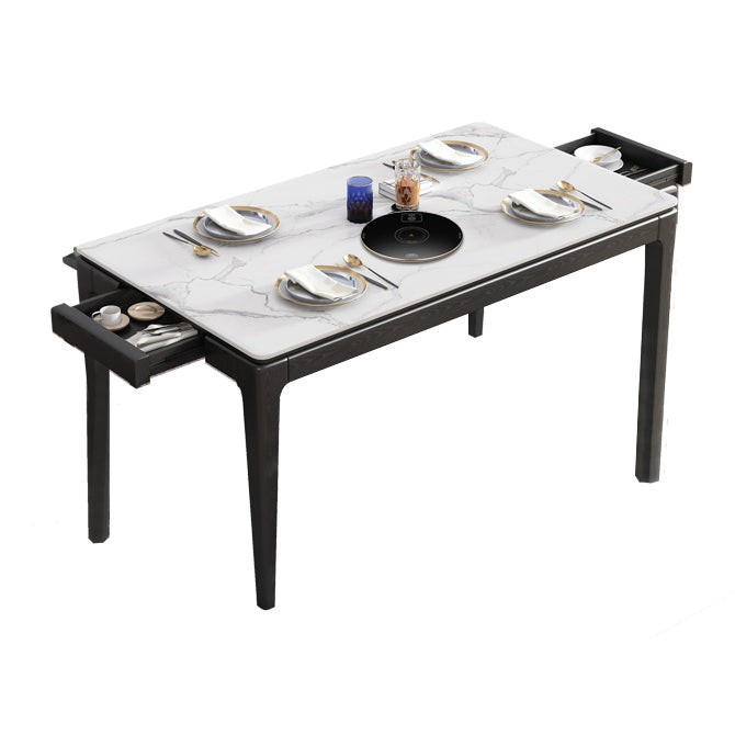 Modern Style Home Sintered Stone Dining Table Rectangle Shape Table with Ash Wood Base