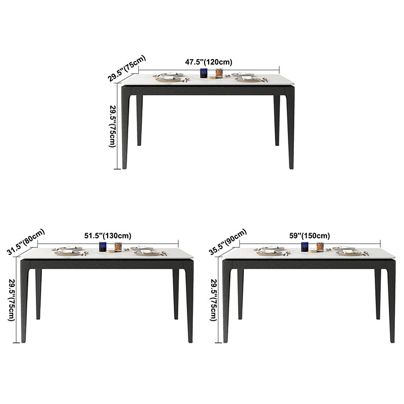 Modern Style Home Sintered Stone Dining Table Rectangle Shape Table with Ash Wood Base