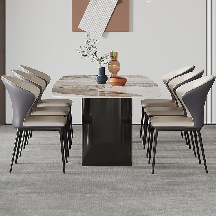 Metalen moderne rechthoekige binnentafel Gesinterde stenen tafel voor eetkamer