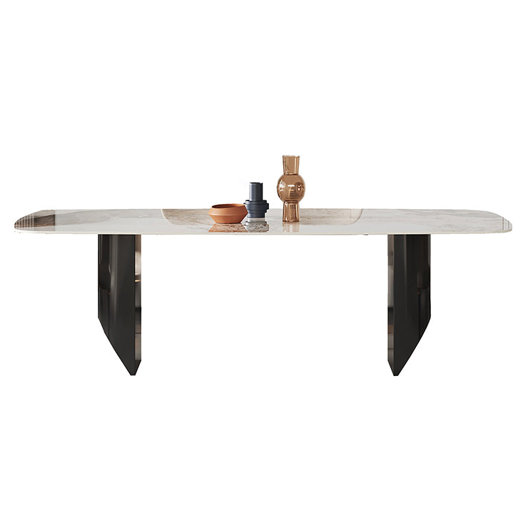 Metalen moderne rechthoekige binnentafel Gesinterde stenen tafel voor eetkamer