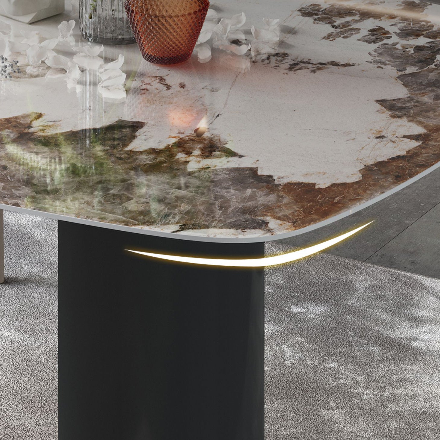 Metalen moderne rechthoekige binnentafel Gesinterde stenen tafel voor eetkamer