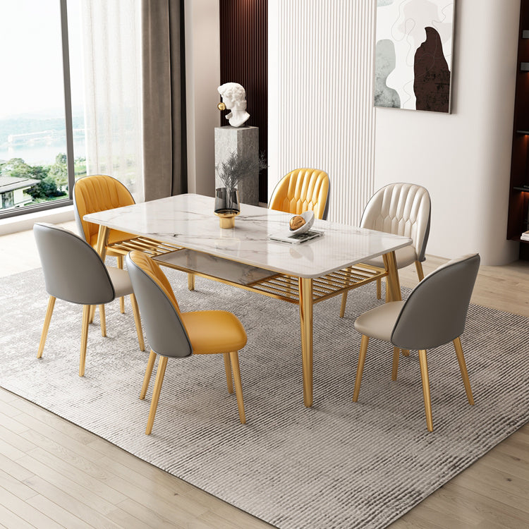 Glam Sintered Stone Küche Esstisch Rechteck Form weißer Esstisch für Küche