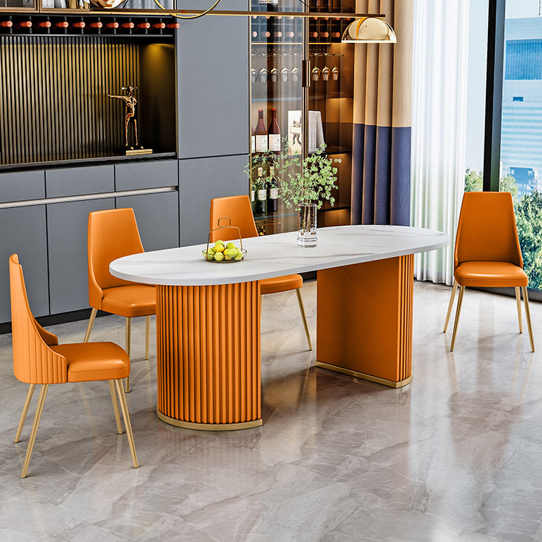 Metal Traditional Luxury Free Form Indoor Table Sintered Stone Table for Kitchen and Dining Room