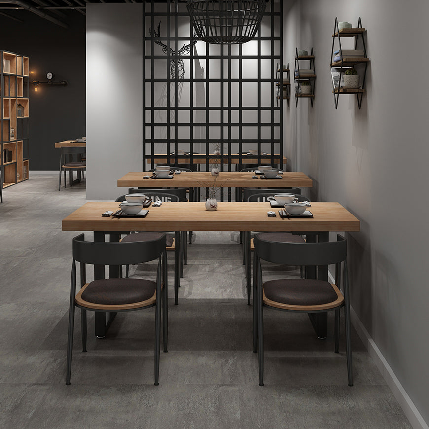 Industrial Style Solid Wood Dining Table Brown Rectangle Sled Base Table for Dinning Room
