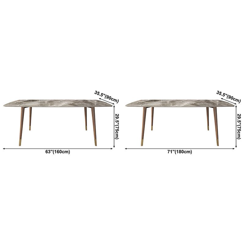 Mesa de comedor de piedra sinterizada estilo simplicidad Casa Mesa de forma rectangular con base de madera de cenizas