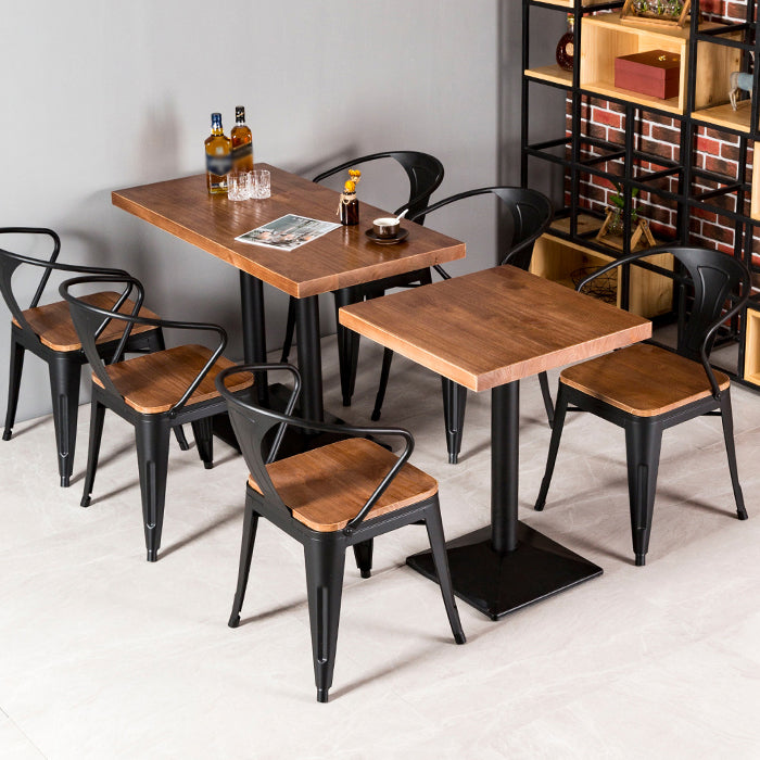 Solid Wood Industrial Style Dining Table Brown Table with Black Frame for Dinning Room