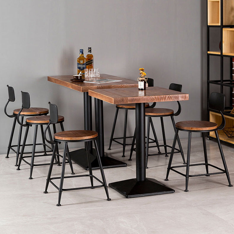 Solid Wood Industrial Style Dining Table Brown Table with Black Frame for Dinning Room