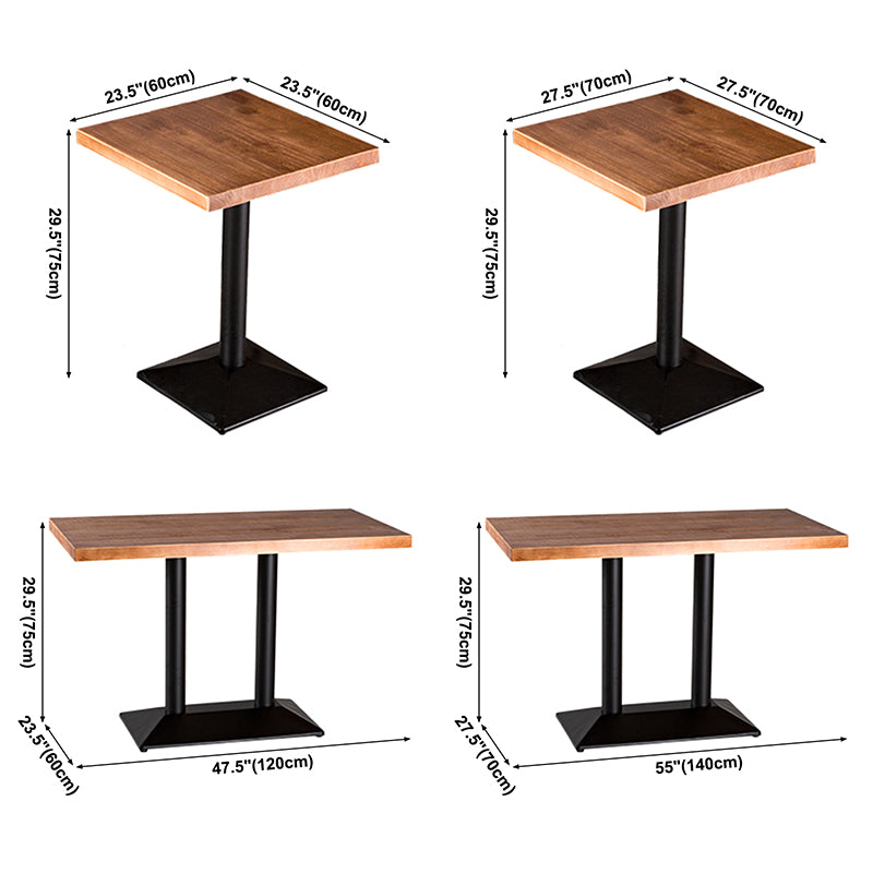 Solid Wood Industrial Style Dining Table Brown Table with Black Frame for Dinning Room