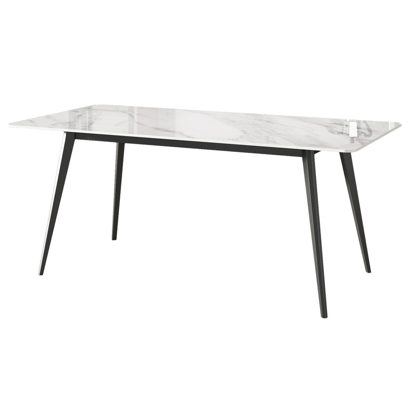 Esstisch mit gesinterter Steinplatte, rechteckiger Tisch mit Metallsockel und 4 Beinen