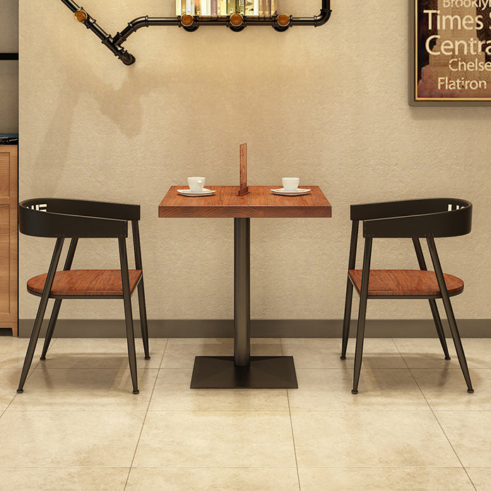 Industrial Style Solid Wood Dining Table Brown square Pedestal Table for Dinning Room