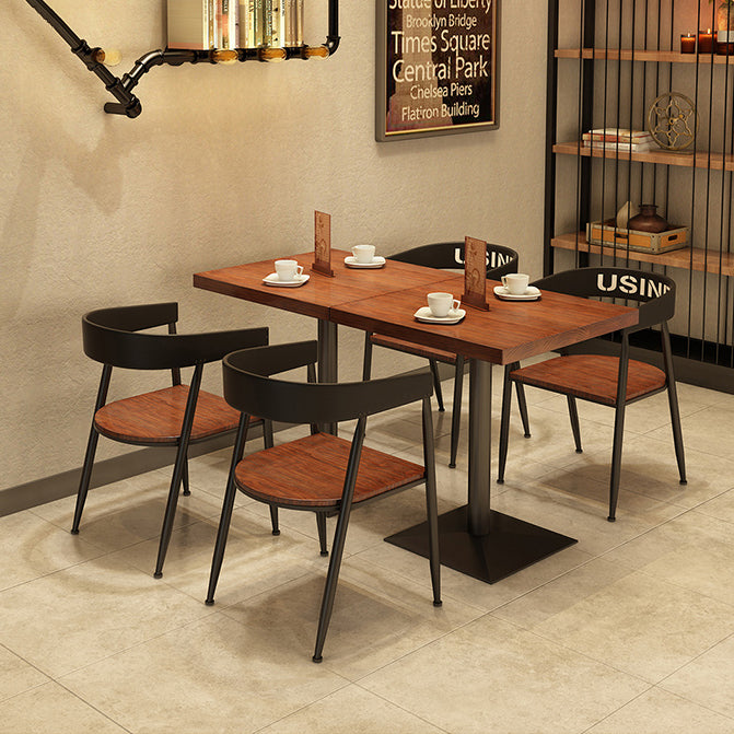 Industrial Style Solid Wood Dining Table Brown square Pedestal Table for Dinning Room