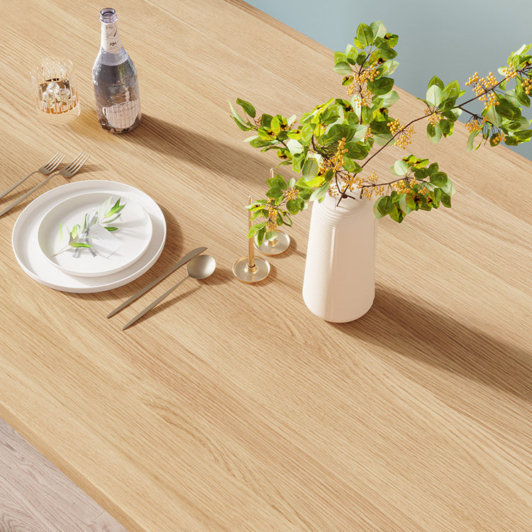 Contemporary Khaki Standard Dining Table Solid Wood Rectangle Dining Table with Double Pedestal Base