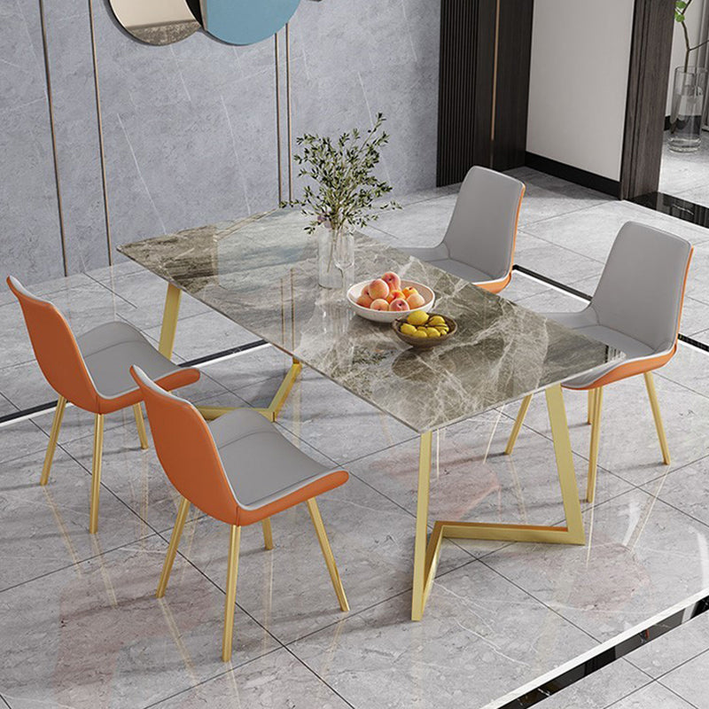 Table à manger rectangulaire de luxe traditionnelle en métal