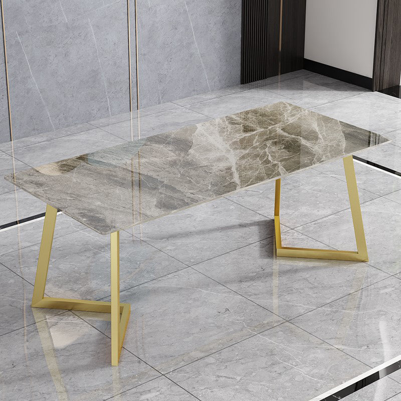 Table à manger rectangulaire de luxe traditionnelle en métal