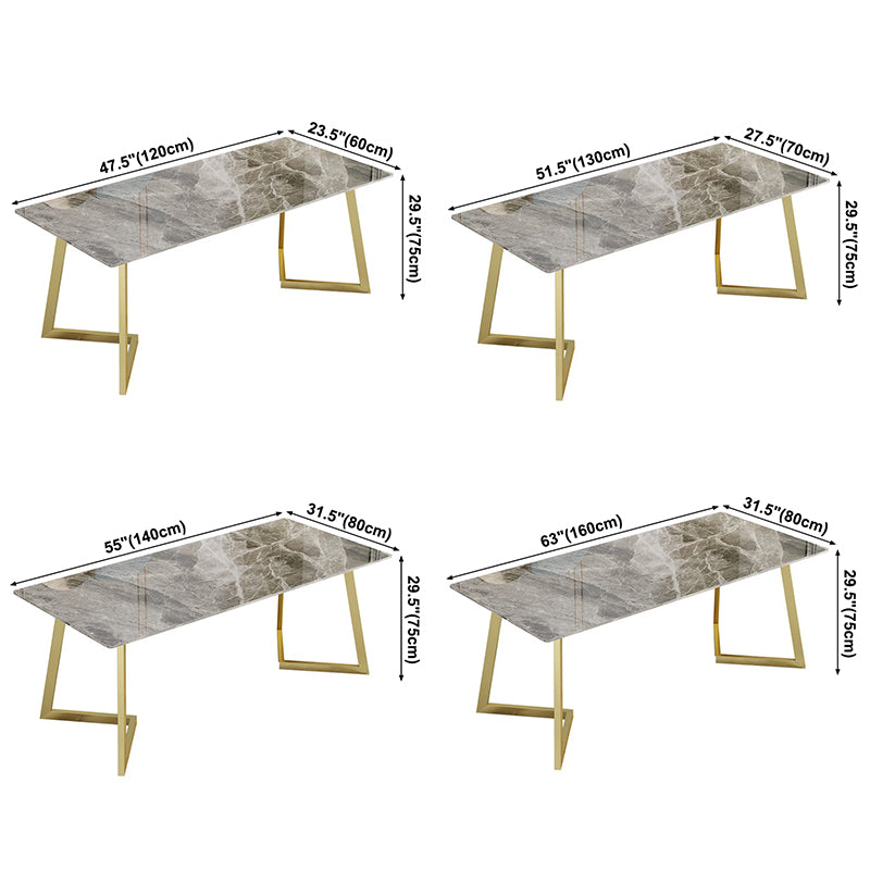Table à manger rectangulaire de luxe traditionnelle en métal