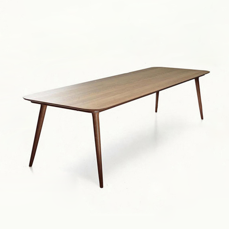 Rechthoek minimalistische eettafel houten kleur vaste tafel met massief hout