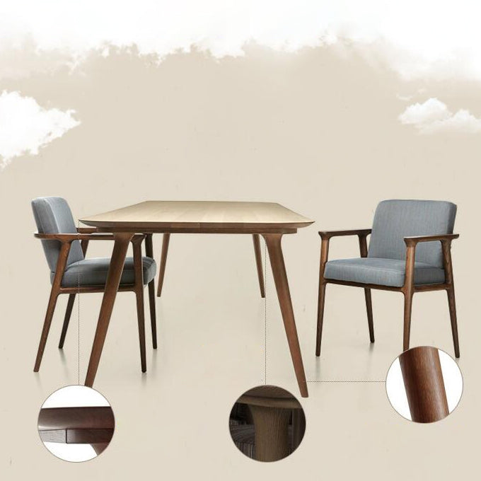 Rechthoek minimalistische eettafel houten kleur vaste tafel met massief hout