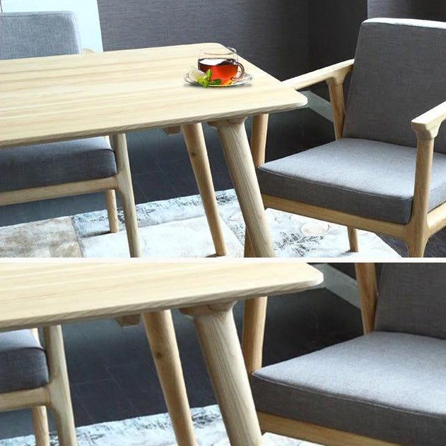 Rechthoek minimalistische eettafel houten kleur vaste tafel met massief hout