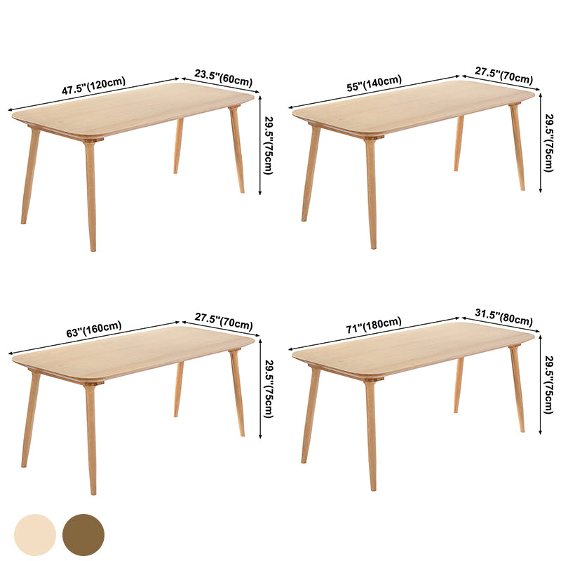 Rechthoek minimalistische eettafel houten kleur vaste tafel met massief hout