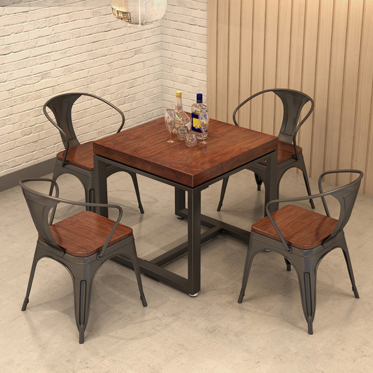 Mesa de comedor de madera maciza de estilo industrial, mesa de comedor con base de caballete para comedor
