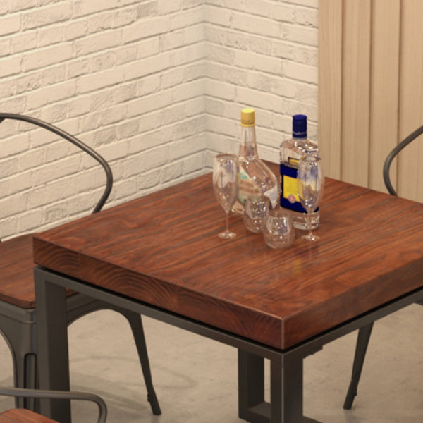 Mesa de comedor de madera maciza de estilo industrial, mesa de comedor con base de caballete para comedor