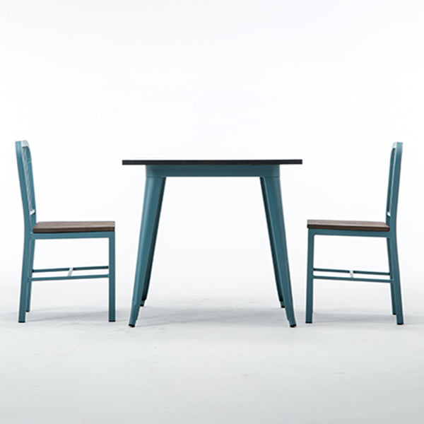 Mesa de comedor industrial de madera maciza Mesa marrón de 4 patas para comedor