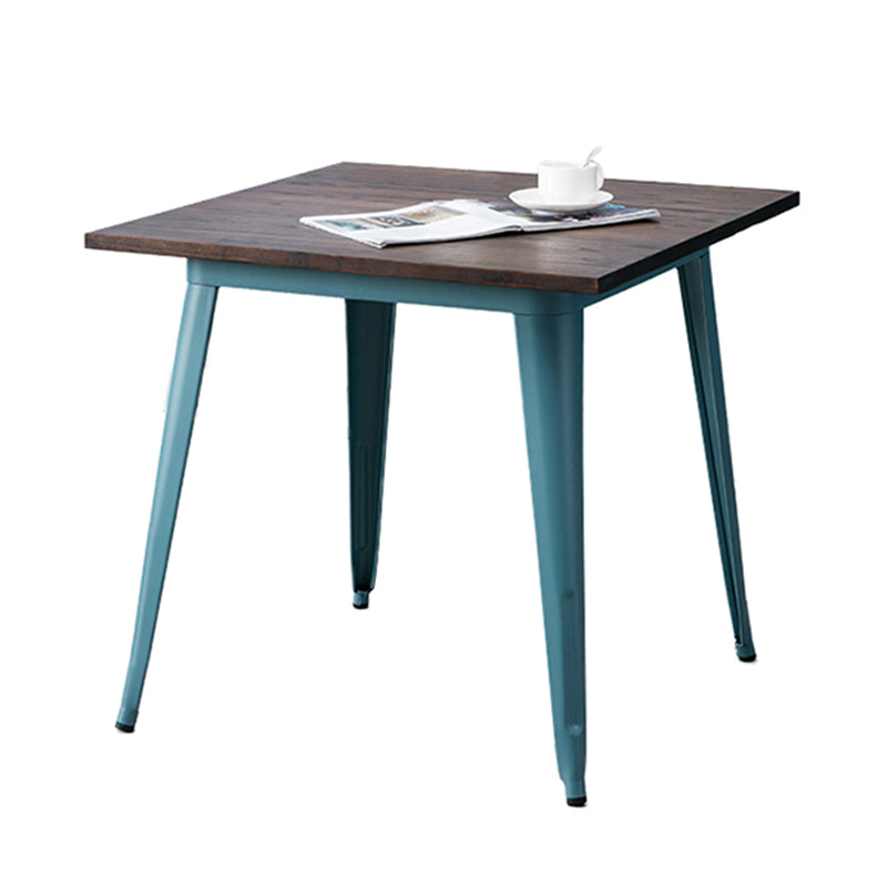 Mesa de comedor industrial de madera maciza Mesa marrón de 4 patas para comedor