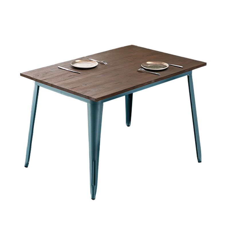 Mesa de comedor industrial de madera maciza Mesa marrón de 4 patas para comedor