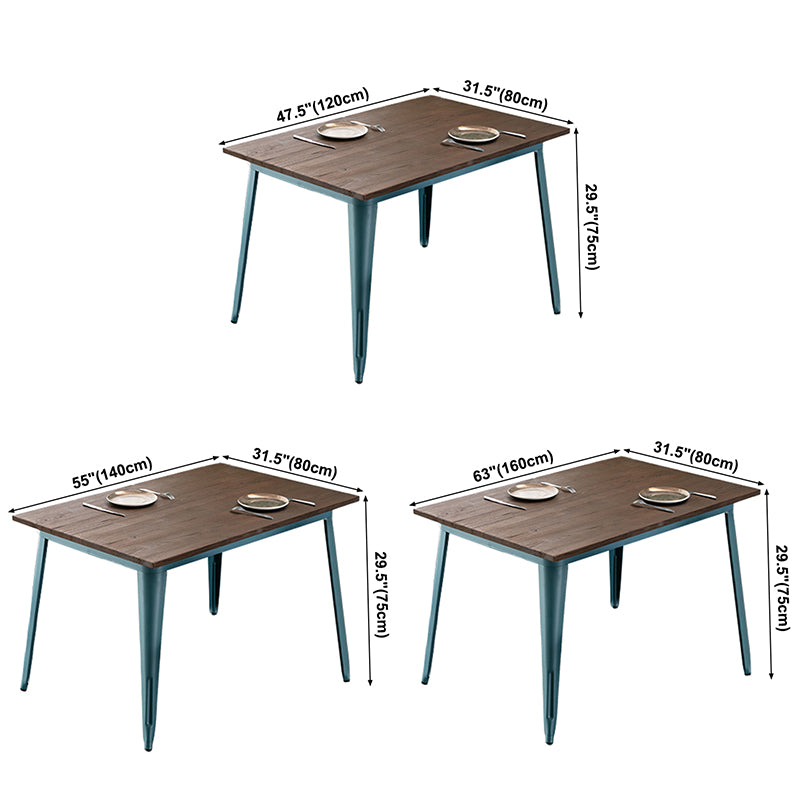 Mesa de comedor industrial de madera maciza Mesa marrón de 4 patas para comedor