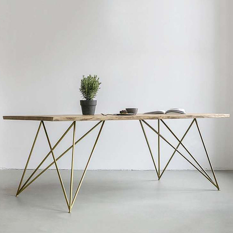 Table de salle à manger en bois de style industriel, table de forme rectangulaire avec base à 4 pieds