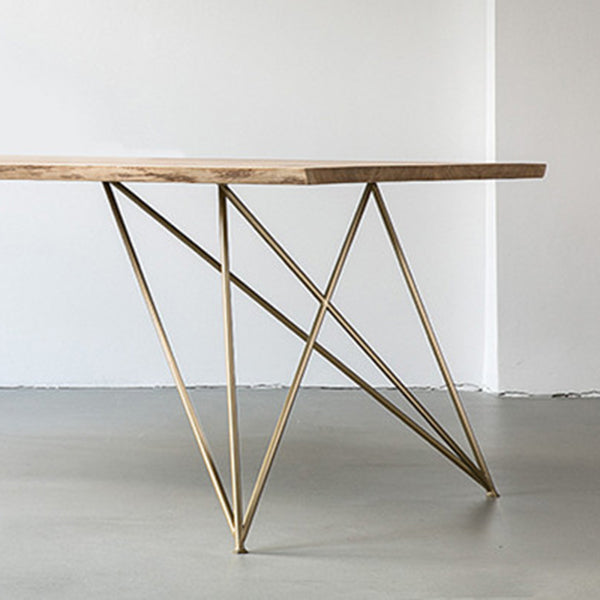 Table de salle à manger en bois de style industriel, table de forme rectangulaire avec base à 4 pieds