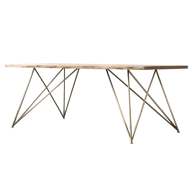 Table de salle à manger en bois de style industriel, table de forme rectangulaire avec base à 4 pieds