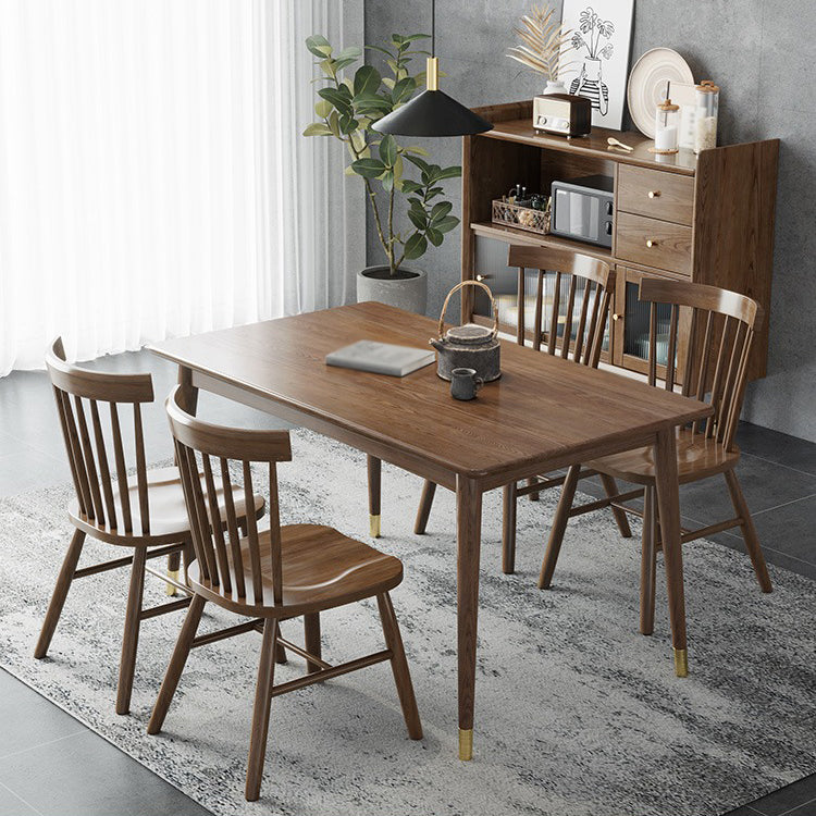 Modern Style Ash Wood Dining Table 4 Legs Rectangular Table in Wood Color