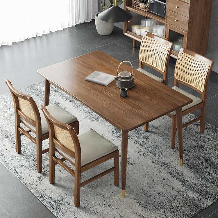 Modern Style Ash Wood Dining Table 4 Legs Rectangular Table in Wood Color