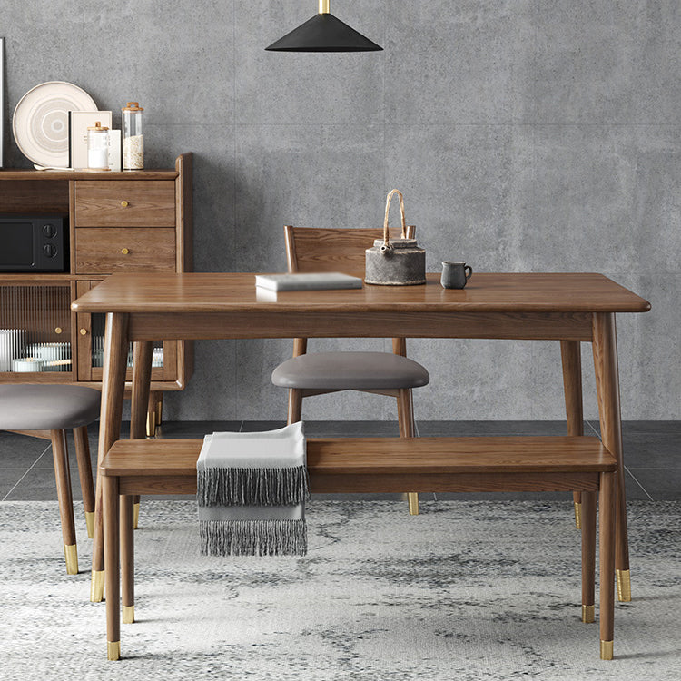 Modern Style Ash Wood Dining Table 4 Legs Rectangular Table in Wood Color